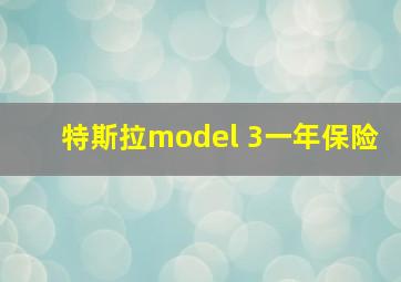 特斯拉model 3一年保险